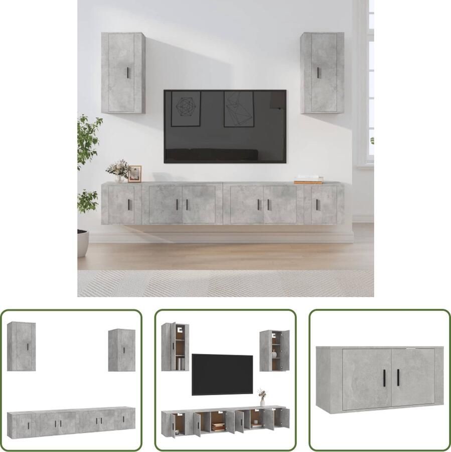 The Living Store TV-meubelset Classic Betongrijs 80x34.5x40cm 40x34.5x40cm 40x34.5x80cm - Foto 2