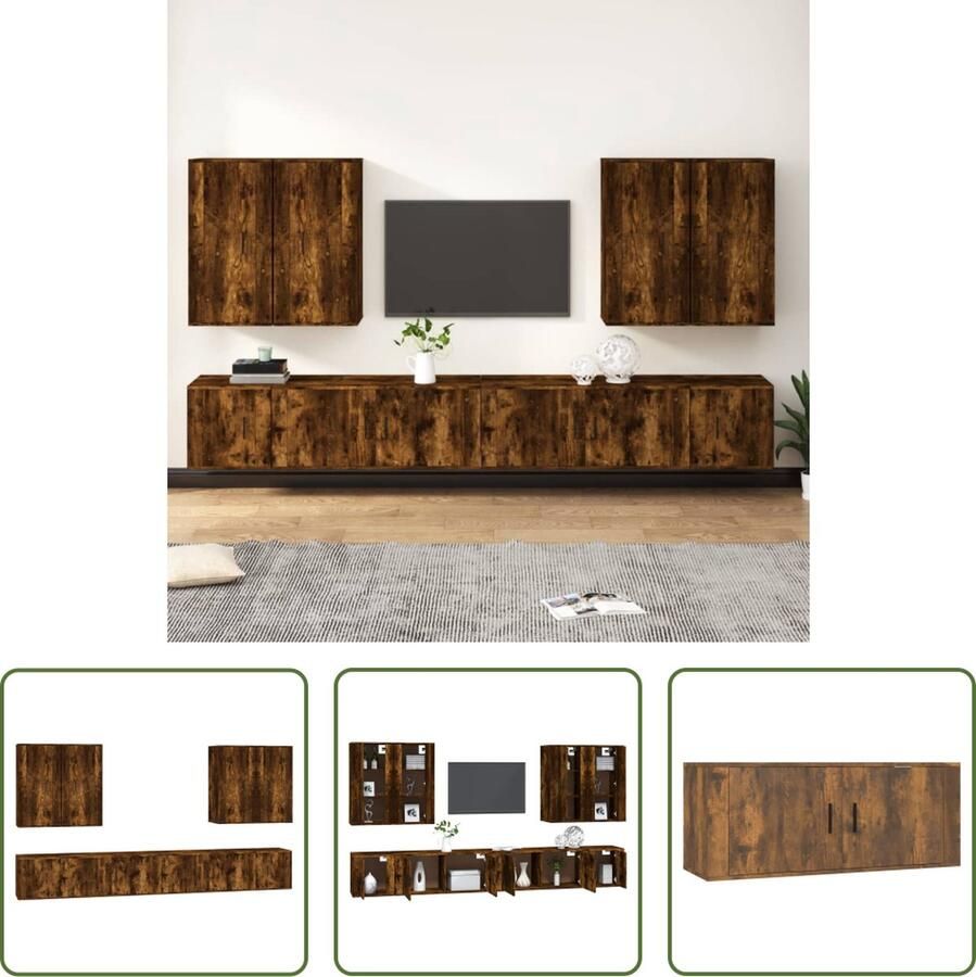 The Living Store TV-meubelset gerookt eiken 2x 100x34.5x40cm 2x 40x34.5x40cm 4x 40x34.5x80cm - Foto 2