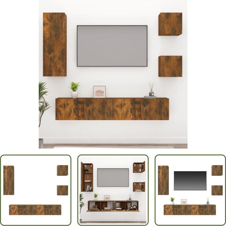 The Living Store TV-meubelset gerookt eiken 2x 30.5 x 30 x 30 cm 1x 30.5 x 30 x 90 cm 2x 80 x 30 x 30 cm - Foto 2