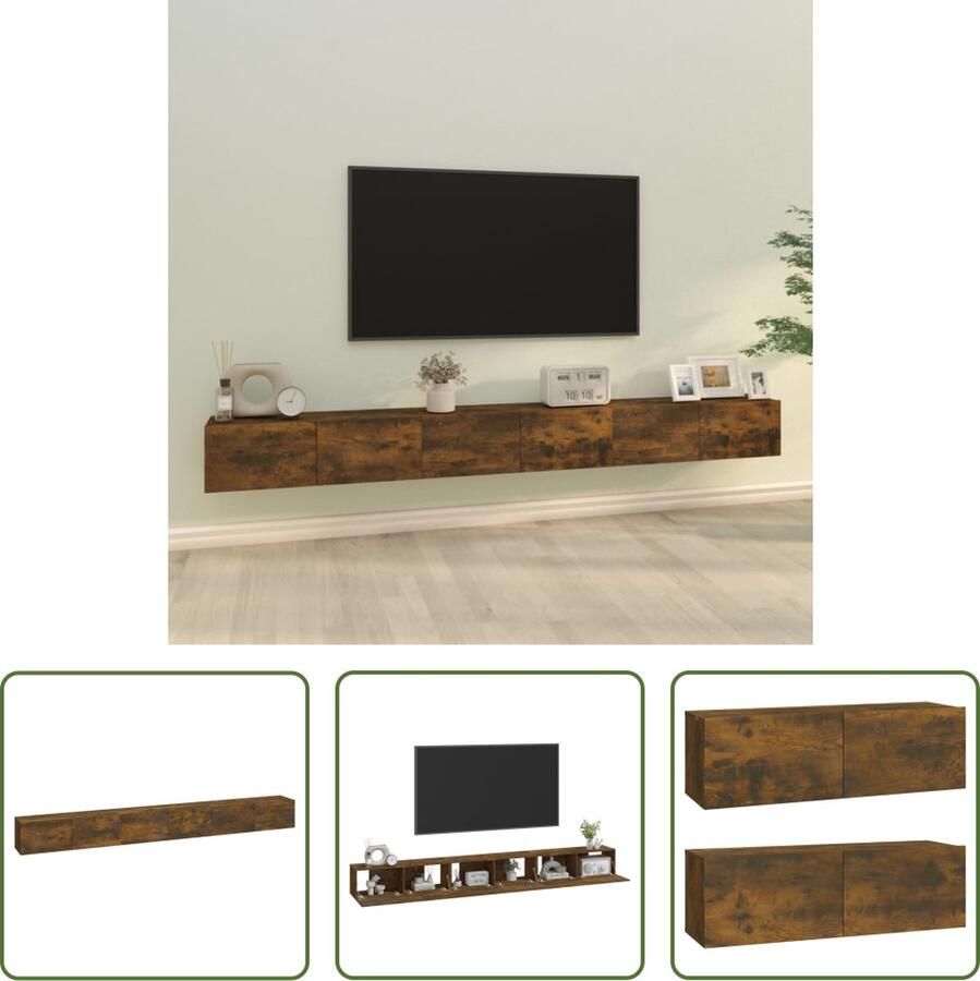 The Living Store Klassieke Tv-meubelset 100 x 30 x 30 cm Gerookt eiken - Foto 2