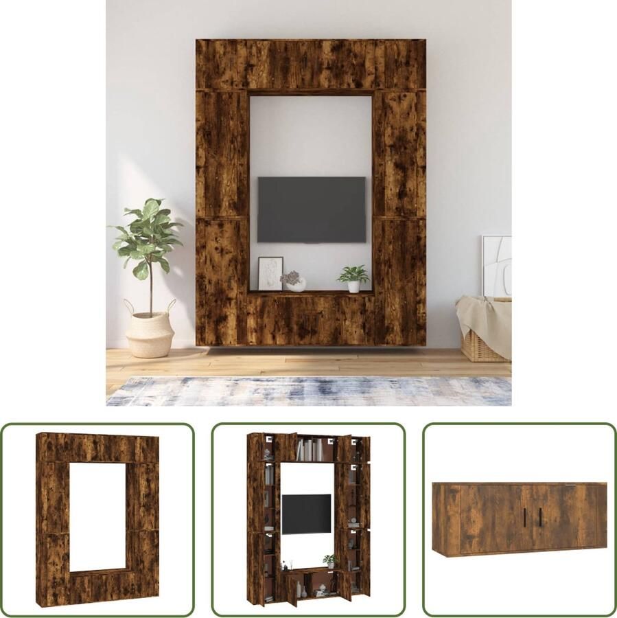 The Living Store TV-meubelset Gerookt eiken 4x 40x34.5x100cm 2x 100x34.5x40cm 2x 40x34.5x40cm - Foto 2