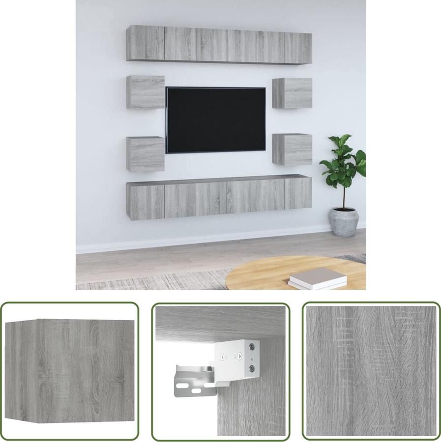 The Living Store TV-meubelset Grijs Sonoma Eiken 6x60x30 cm 4x30.5x30 cm - Foto 2