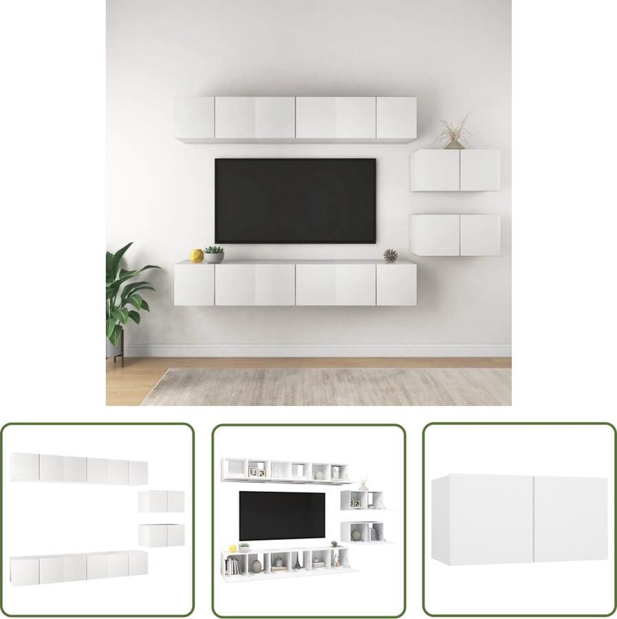 The Living Store TV-meubelset Hangend Bewerkt hout 60x30x30 cm Wit - Foto 2