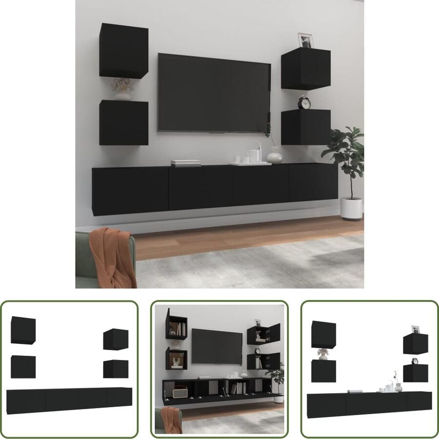 The Living Store Klassieke Televisiekastenset 2x 100 x 30 x 30 cm 4x 30.5 x 30 x 30 cm - Foto 2