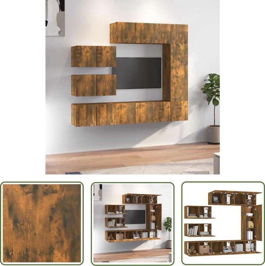 The Living Store Klassieke Tv-meubelset 60 x 30 x 30 cm Gerookt Eiken 2 Deuren excl Schroeven - Foto 2