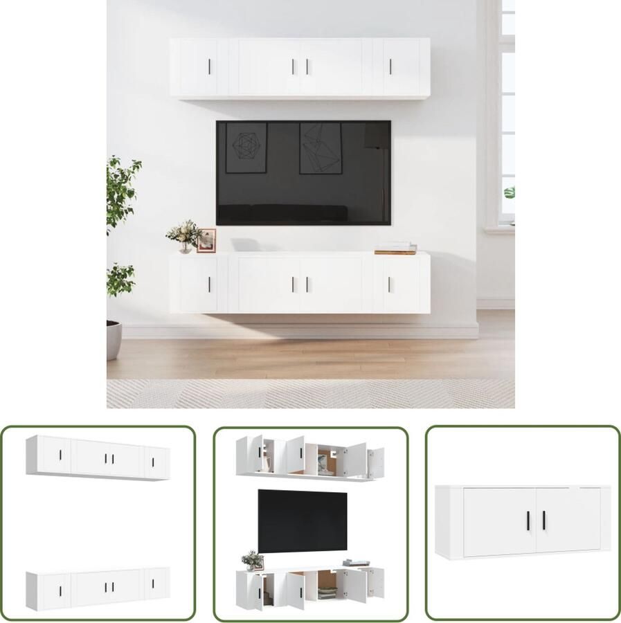 The Living Store TV-meubelset Klassiek Wit 6-delig - Foto 2
