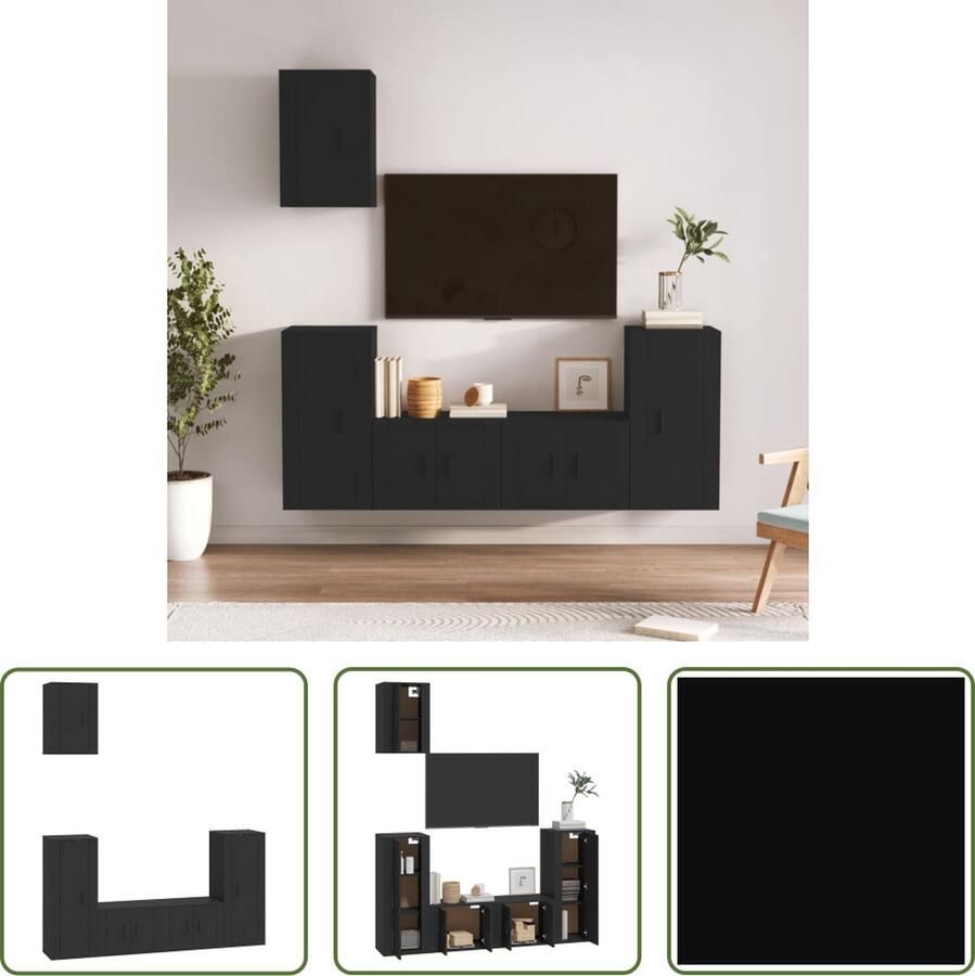 The Living Store Klassieke Televisiekastenset 2x 57x34.5x40cm 2x 40x34.5x80cm 1x 40x34.5x60cm - Foto 2