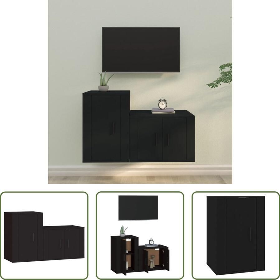 The Living Store Klassiek TV-Meubelset 57 x 34.5 x 40 cm en 40 x 34.5 x 60 cm Trendy en praktisch design - Foto 2