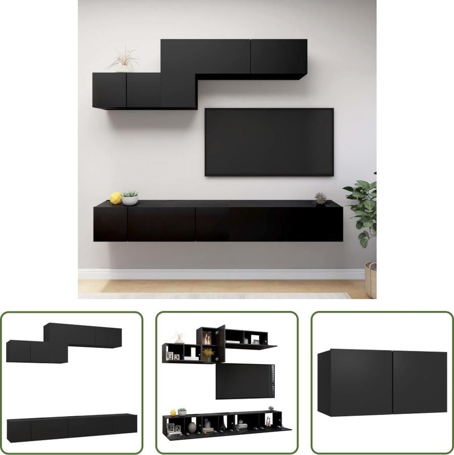 The Living Store TV Meubelset Spaanplaat Zwart 60x30x30 cm 30.5x30x60 cm 100x30x30 cm - Foto 2