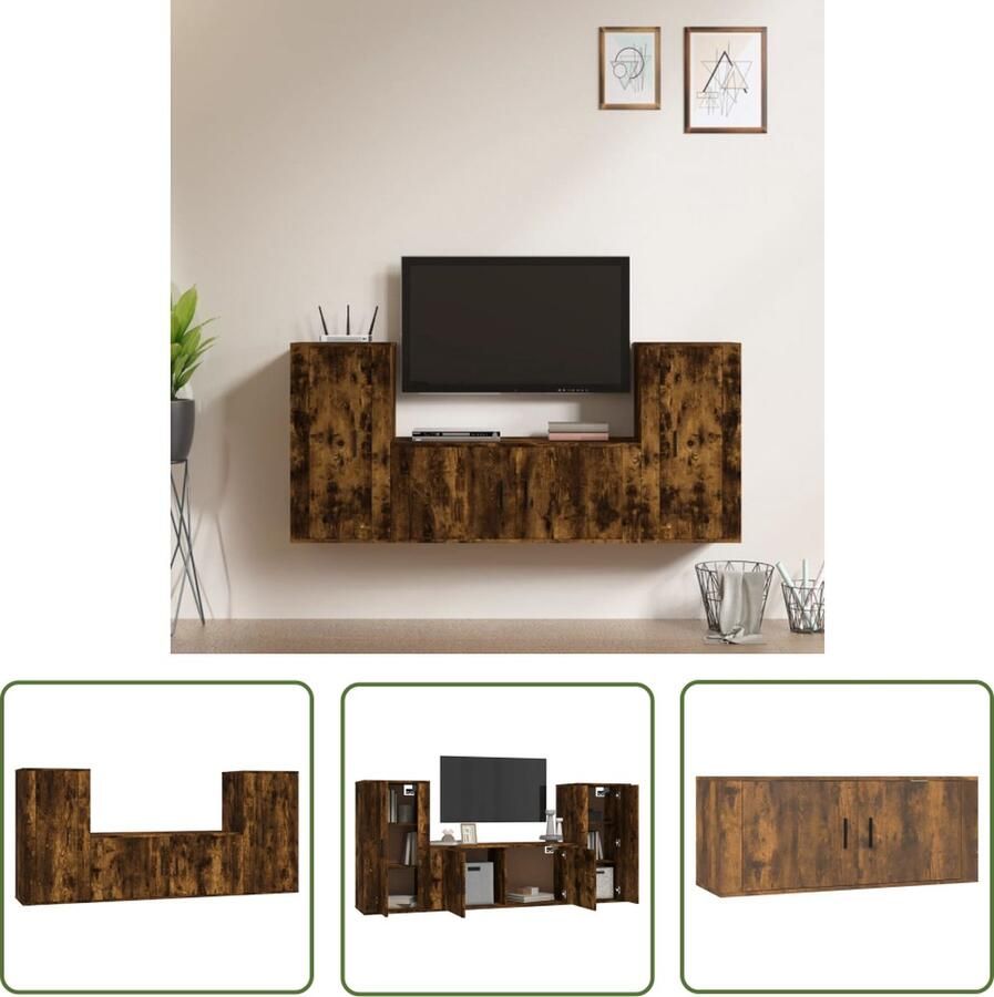 The Living Store TV-Meubelset Smoked Oak 100x34.5x40 cm 2x40x34.5x80 cm - Foto 2