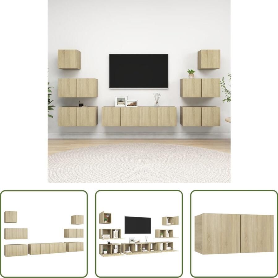 The Living Store Televisiemeubelset Hangende TV-kasten Stevig en duurzaam Opbergruimte Sonoma eiken Montage vereist - Foto 2