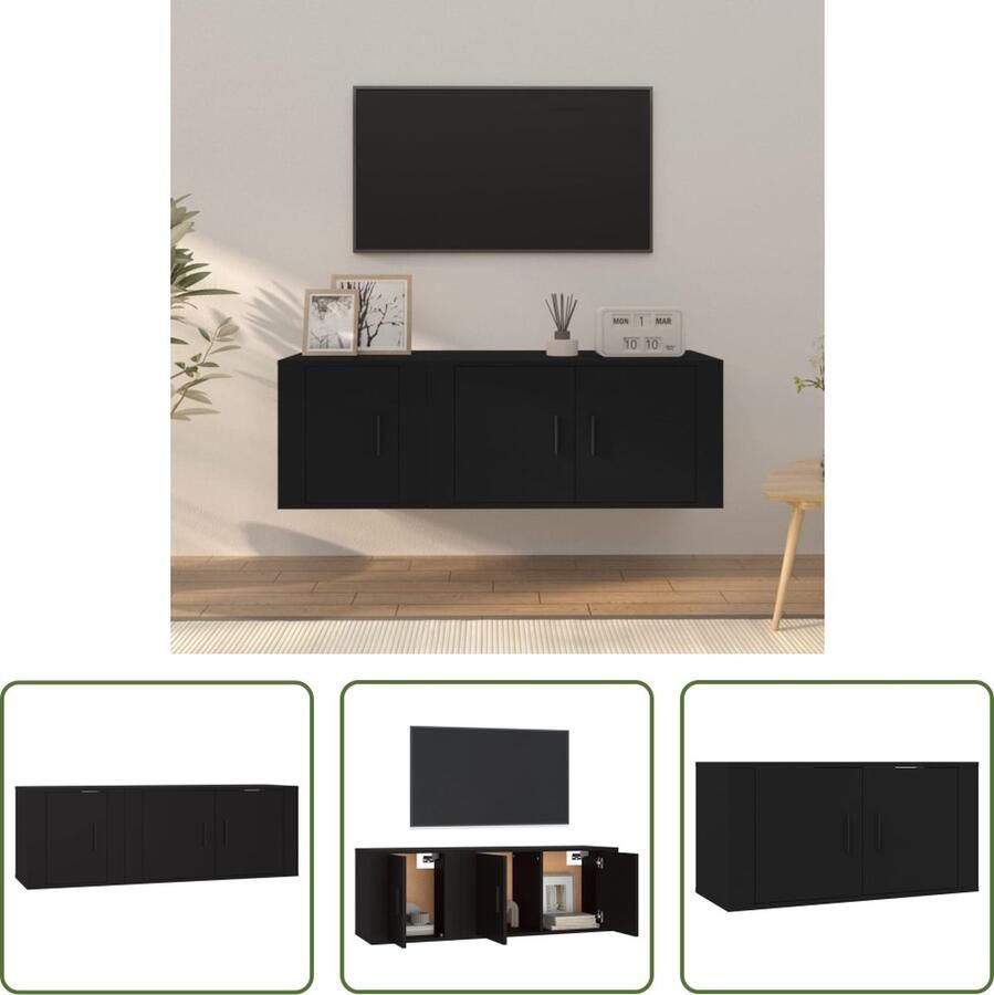 The Living Store Klassieke Televisiekastenset TV-Meubels 80 x 34.5 x 40 cm 40 x 34.5 x 40 cm Zwart - Foto 2