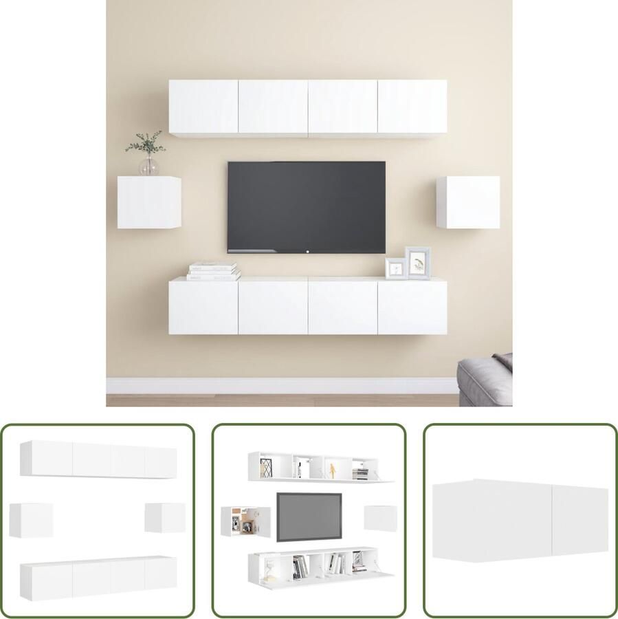 The Living Store TV Wandmeubel Set 4x 80x30x30 cm + 2x 30.5x30x30 cm Opvallend design praktisch - Foto 2