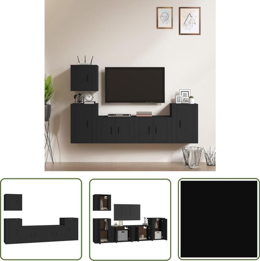 The Living Store TV-meubelset zwart 57 x 34.5 x 40 cm 40 x 34.5 x 40 cm 40 x 34.5 x 60 cm - Foto 2