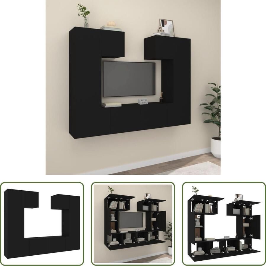 The Living Store Klassieke Televisiekastenset TV-meubel Wandgemonteerde functie