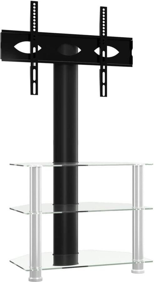The Living Store Tv-standaard hoek 3-laags voor 32-70 inch zwart en zilverkleur Tv Standaard Tv Hoekstandaard Tv Meubel Media Kast Salontafel - Foto 2