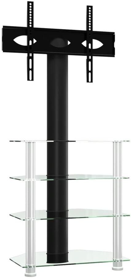 VidaXL The Living Store Tv-standaard hoek 4-laags voor 32-70 inch zwart en zilverkleur Tv Standaard Tv Hoekstandaard Tv Meubel Media Kast Opbergkast - Foto 2