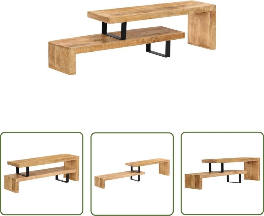 The Living Store TV-standaard Houten Meubel Afmetingen- 115 x 30 x 40 cm Gemaakt van massief mangohout Tv Stand Tv Tafel Houten Tv Kast Mango Wood Furniture Salon Meubilair - Foto 3