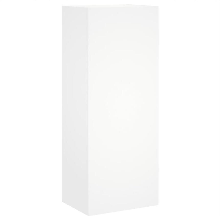 The Living Store Tv-wandmeubel 40 5x30x102 cm bewerkt hout wit Tv-meubel Wandmontage Tv-kast Opbergvakken Houten Tv-standaard - Foto 2