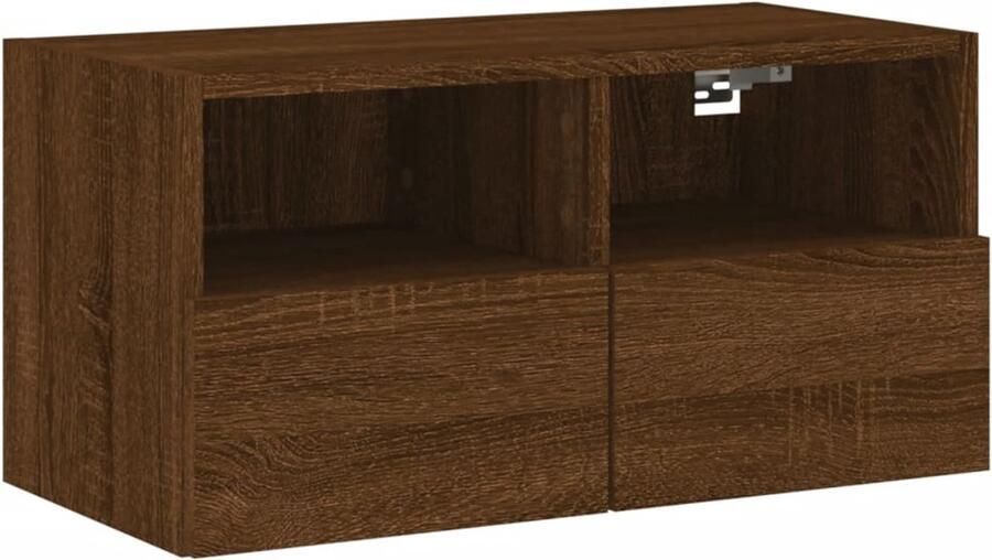 The Living Store Tv-wandmeubel 60x30x30 cm bewerkt hout bruin eikenkleur Tv Wandmeubel Zwevend Tv-meubel Houten Tv-kast Tv Kast Bruin Bergruimte Tv - Foto 2