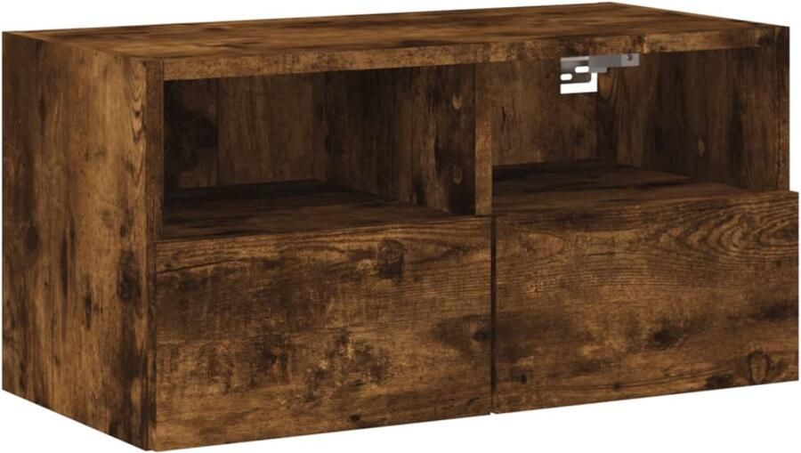 The Living Store Tv-wandmeubel 60x30x30 cm bewerkt hout gerookt eikenkleurig Tv-kast Tv-meubel Wandmontage Zwevend Tv-meubel Houten Tv-standaard - Foto 4