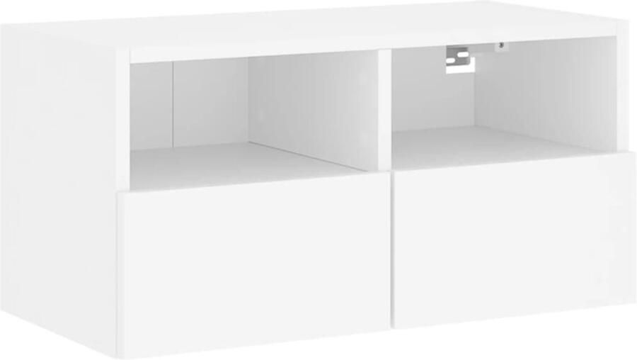 The Living Store Tv-wandmeubel 60x30x30 cm bewerkt hout wit Tv-kast Tv-meubel Wandmontage Opbergruimte Houten Kast - Foto 2