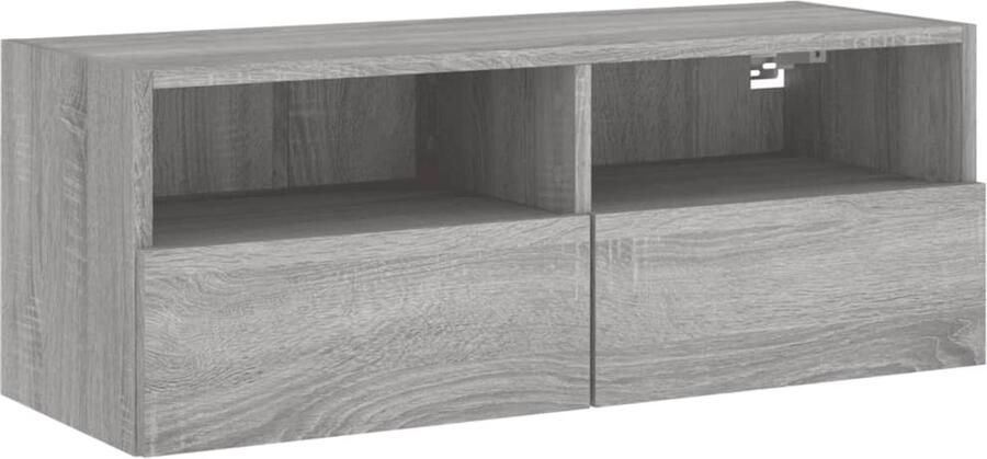 The Living Store Tv-wandmeubel 80x30x30 cm bewerkt hout grijs sonoma eikenkleur Tv Wandmeubel Tv Kast Zwevend Tv Meubel Grijze Tv Stand Houten Tv Meubel - Foto 2