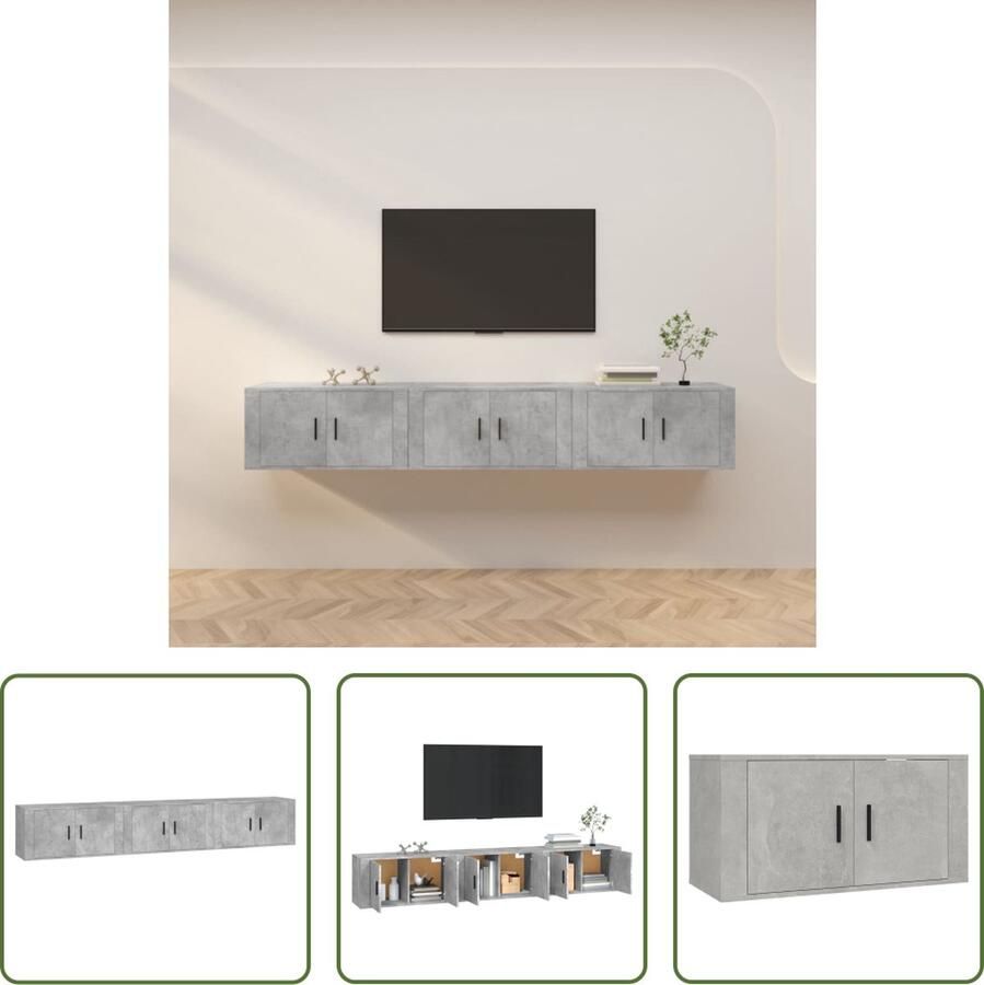 The Living Store Televisiewandmeubelen Serie- Betongrijs 80x34.5x40 cm Strak en klassiek design - Foto 2