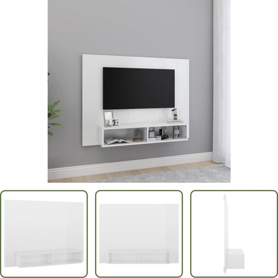The Living Store TV-wandmeubel Hifi-kast 120 x 23.5 x 90 cm Hoogglans wit - Foto 2