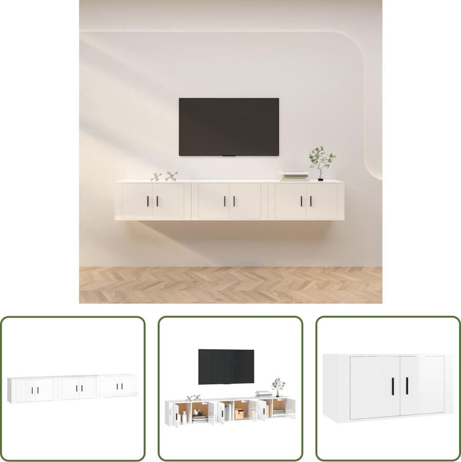 The Living Store TV wandmeubel serie tv-wandmeubel 80x34.5x40cm hoogglans wit - Foto 2
