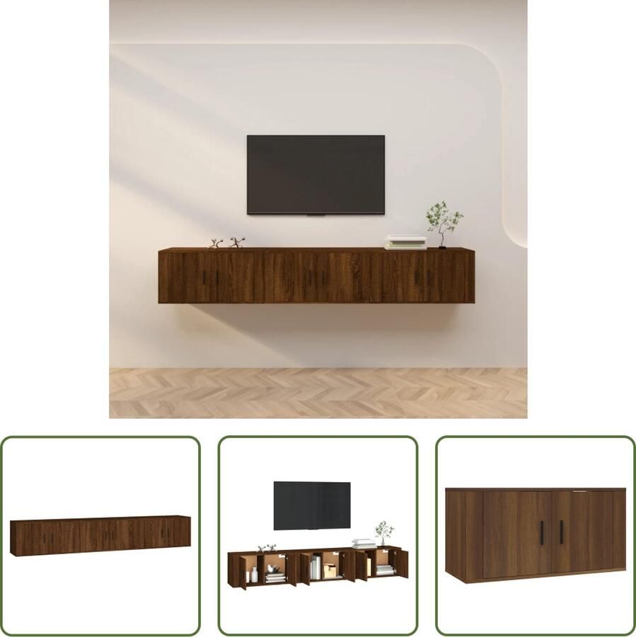 The Living Store TV Meubel TV-wandmeubel 80 x 34.5 x 40 cm Bruineiken Wandgemonteerde functie - Foto 2