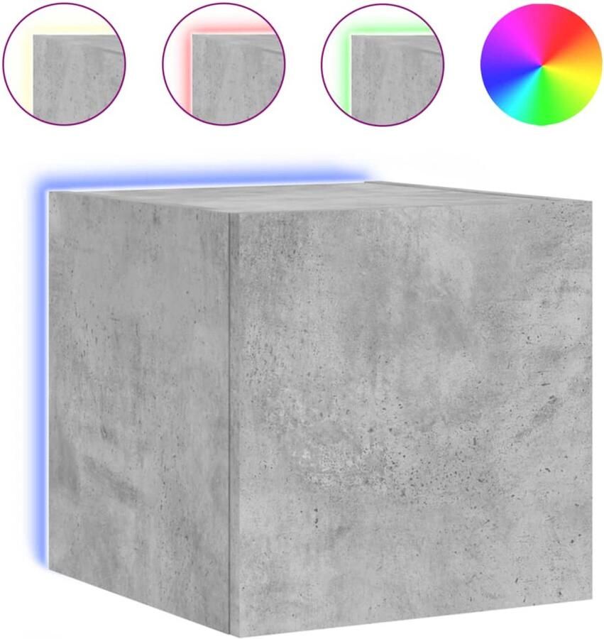 The Living Store Tv-wandmeubel met LED-verlichting 30 5x35x30 cm betongrijs Tv-wandmeubel Led Tv-meubel Betongrijs Tv-meubel Houten Tv-standaard Rgb Led Verlichting - Foto 2