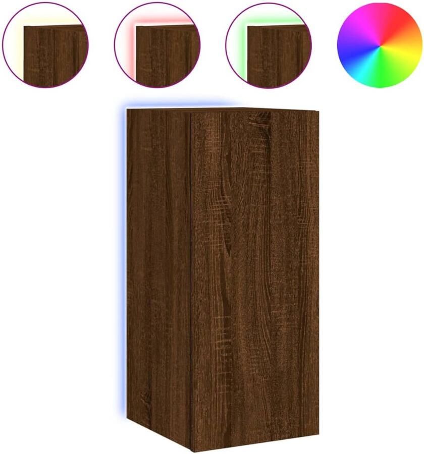 The Living Store Tv-wandmeubel met LED-verlichting 30 5x35x70 cm bruineikenkleur Tv-wandmeubel Tv-wandmeubelen Zwevend Tv-meubel Tv-wandmeubel - Foto 2