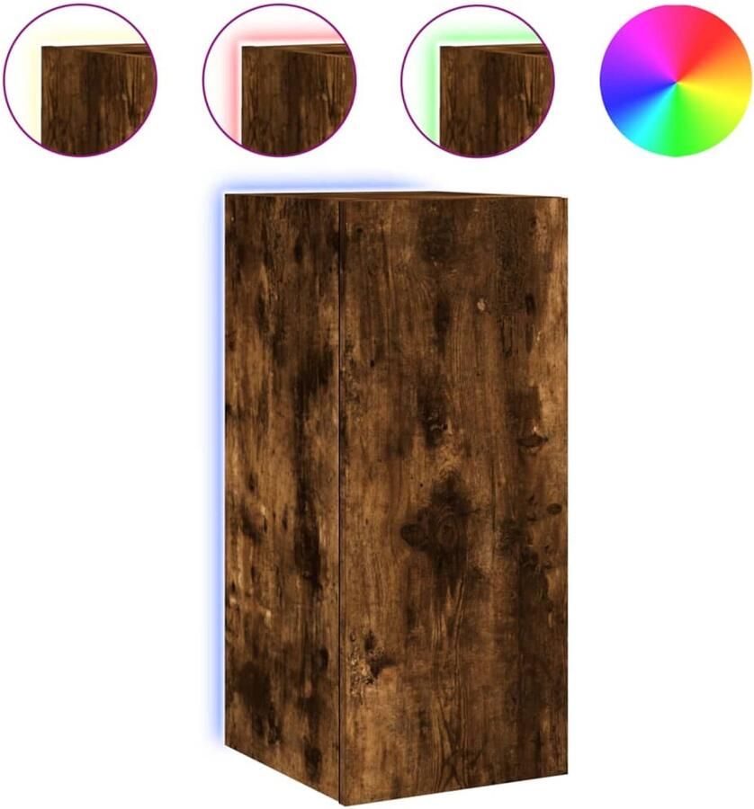 The Living Store Tv-wandmeubel met LED-verlichting 30 5x35x70 cm gerookt eiken Tv-wandmeubel Tv-wandmeubelen Zwevend Tv-meubel Tv-wandmeubel - Foto 2