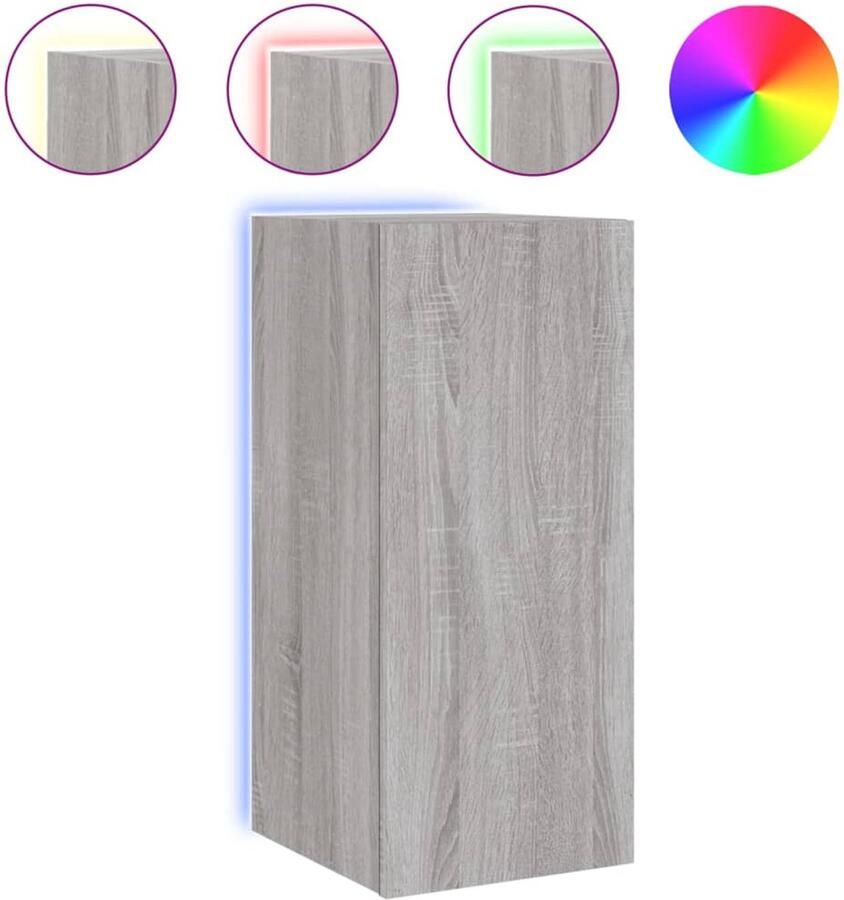 The Living Store Tv-wandmeubel met LED-verlichting 30 5x35x70 cm grijs sonoma Tv-meubel Tv-standaard Led-verlichting Rgb-verlichting Salontafel - Foto 2