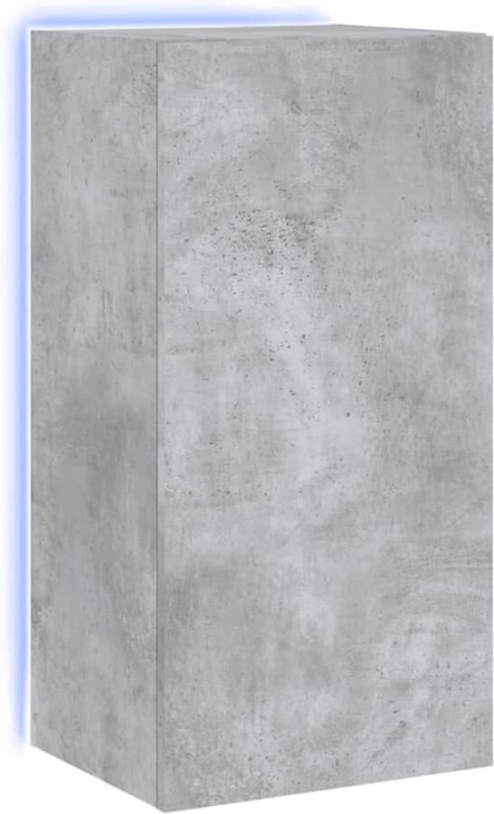 The Living Store Tv-wandmeubel met LED-verlichting 40 5x35x80 cm betongrijs Tv-wandmeubel Tv-kasten Led-verlichting Rgb-verlichting Houten Tv-standaard - Foto 2