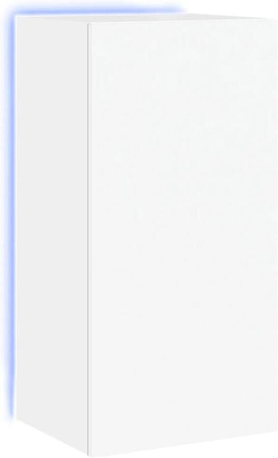 The Living Store Tv-wandmeubel met LED-verlichting 40 5x35x80 cm wit Tv-meubel Wandmontage Led Verlichting Rgb Licht Houten Tv Stand - Foto 2