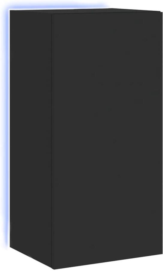 The Living Store Tv-wandmeubel met LED-verlichting 40 5x35x80 cm zwart Tv Wandmeubel Led Tv Stand Tv Kast Houten Tv Meubels Zwevende Tv Kast - Foto 2