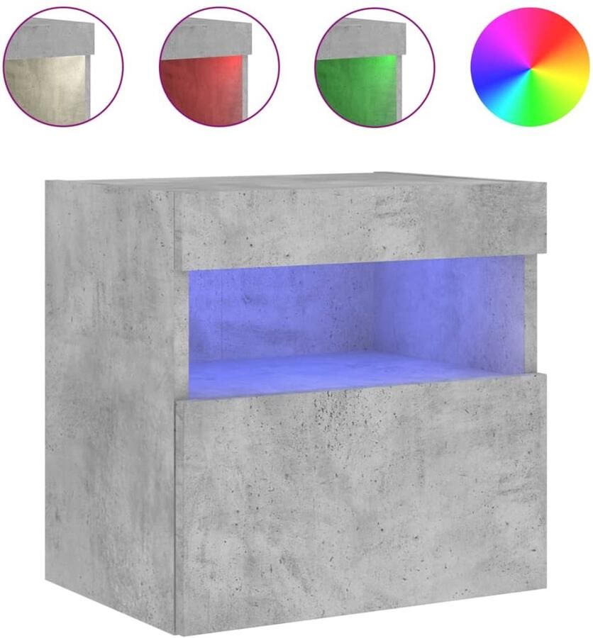 The Living Store Tv-wandmeubel met LED-verlichting 40x30x40 cm betongrijs Tv-standaard Tv-meubel Led-verlichting Betongrijs Houten Tv-tafel - Foto 2