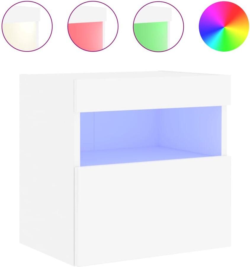 The Living Store Tv-wandmeubel met LED-verlichting 40x30x40 cm wit Tv-wandmeubel Led-verlichting Tv-kasten Houten Tv-standaard Decoratie Items - Foto 2