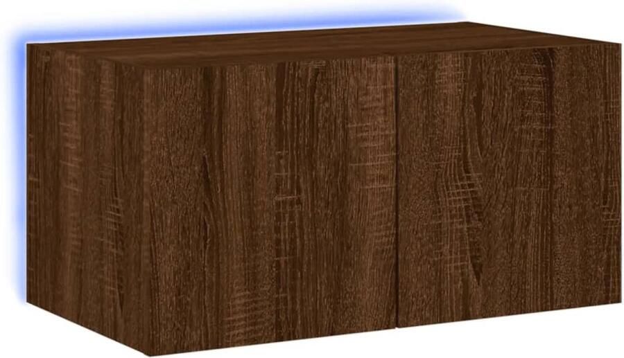 The Living Store Tv-wandmeubel met LED-verlichting 60x35x31 cm bruin eikenkleur Tv-wandmeubel Tv-kasten Led-verlichting Rgb-verlichting Houten Tv-standaard - Foto 2