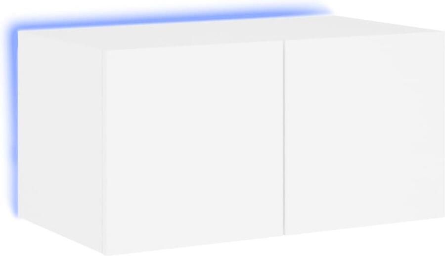 The Living Store Tv-wandmeubel met LED-verlichting 60x35x31 cm wit Tv-meubel Tv-standaard Led-verlichting Houten Tv-meubel Wandmontage - Foto 2
