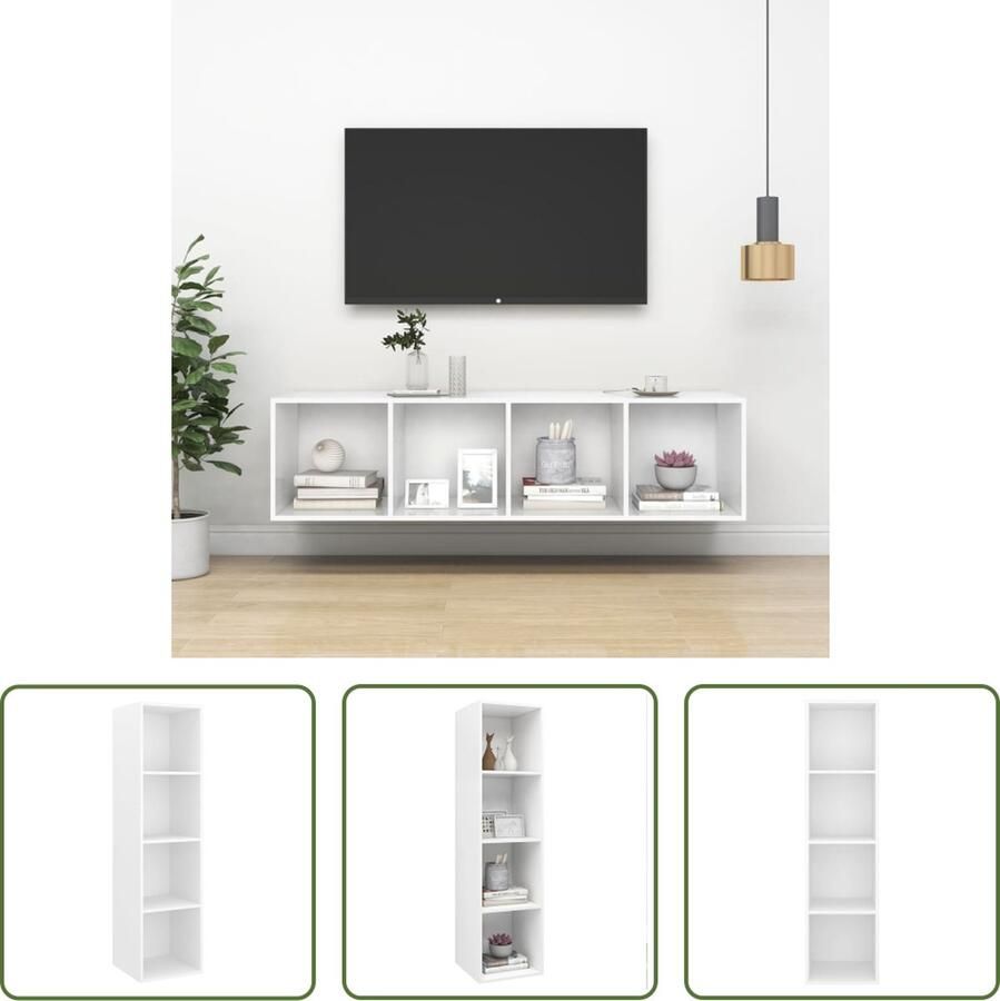 The Living Store Tv-wandmeubel wit 37 x 37 x 142.5 cm - Foto 2