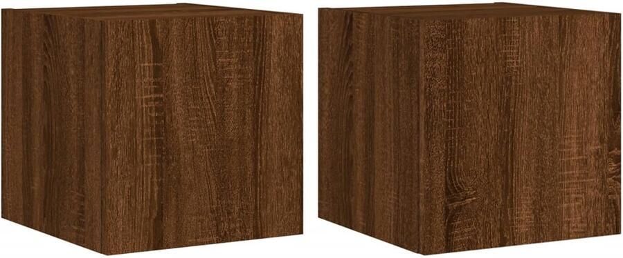 The Living Store Tv-wandmeubelen met LED 2 st 30 5x35x30 cm bruin eikenkleur Tv-wandmeubel Led Verlichting Houten Tv Stand Bruine Eiken Woonkamerdecoratie - Foto 2