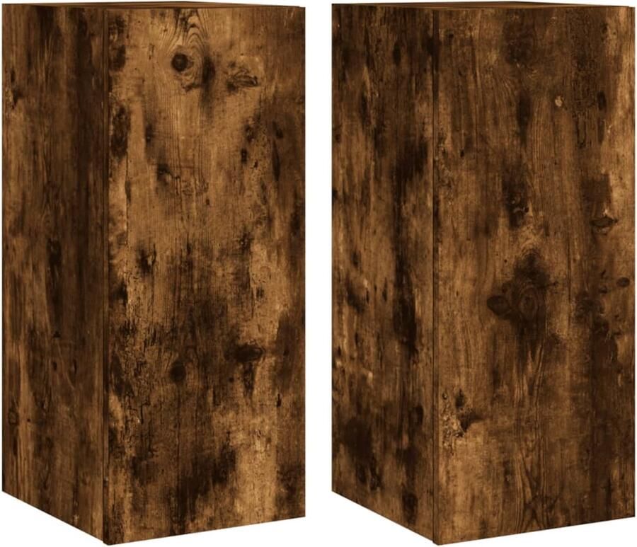 The Living Store Tv-wandmeubelen met LED 2 st 30 5x35x70 cm gerookt eikenkleurig Tv-tafel Tv-standaard Tv-meubel Led Verlichting Rgb Verlichting - Foto 2