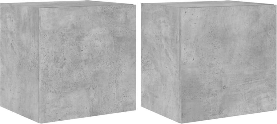 The Living Store Tv-wandmeubelen met LED 2 st 40 5x35x40 cm betongrijs Tv Wandplank Led Tv Stand Tv Kast Grijs Houten Tv Kast Tv Meubel Betonlook - Foto 2