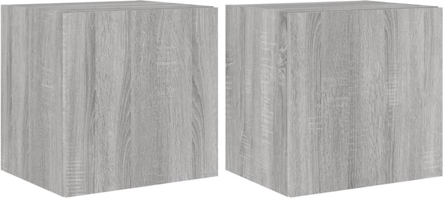 The Living Store Tv-wandmeubelen met LED 2 st 40 5x35x40 cm grijs sonoma eiken Tv-wandmeubel Tv-kast Led Verlichting Grijze Tv-kast Houten Tv-kast - Foto 2
