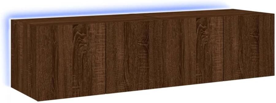 The Living Store Tv-wandmeubelen met LED-verlichting 2 st 60x35x31 cm bruineiken Tv Wandkast Tv Stand Led Verlichting Houten Kast Bruine Kast - Foto 2