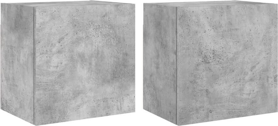 The Living Store Tv-wandmeubels 2 st 40 5x30x40 cm bewerkt hout betongrijs Tv-wandmeubel Tv-wandmeubels Zwevend Tv-meubel Tv-wandmeubel - Foto 2
