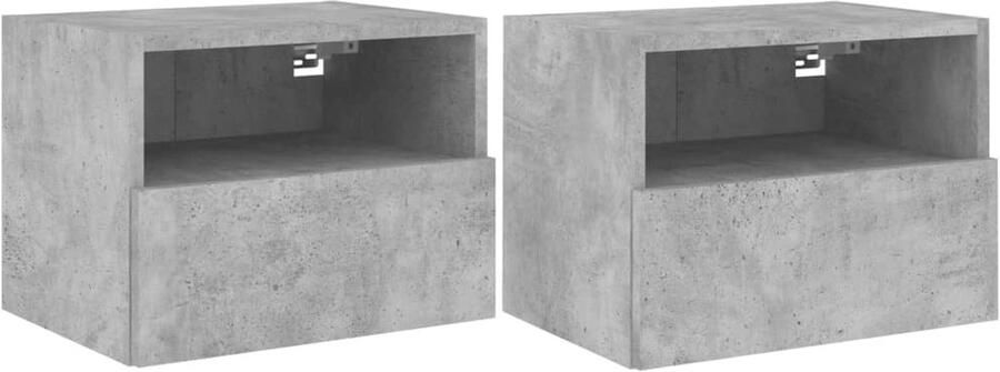 The Living Store Tv-wandmeubels 2 st 40x30x30 cm bewerkt hout betongrijs Tv-wandmeubel Tv-wandmeubels Zwevend Tv-wandmeubel Media-wandmeubel - Foto 2